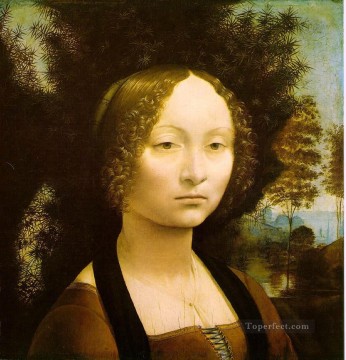 ジネブラ・ベンチ レオナルド・ダ・ヴィンチの肖像 Oil Paintings